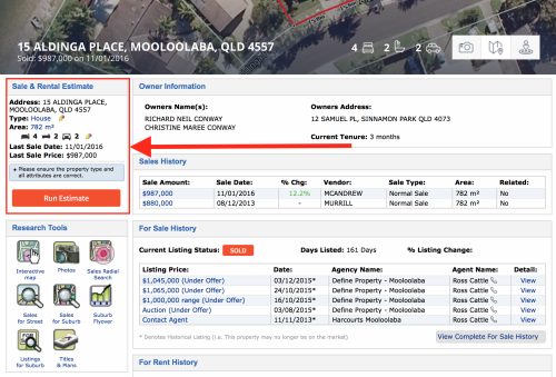 PriceFinder Property Estimate Tool