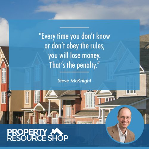 Image of a steve mcknight's quote about knowing and obeying the rules and a picture of a house in the background