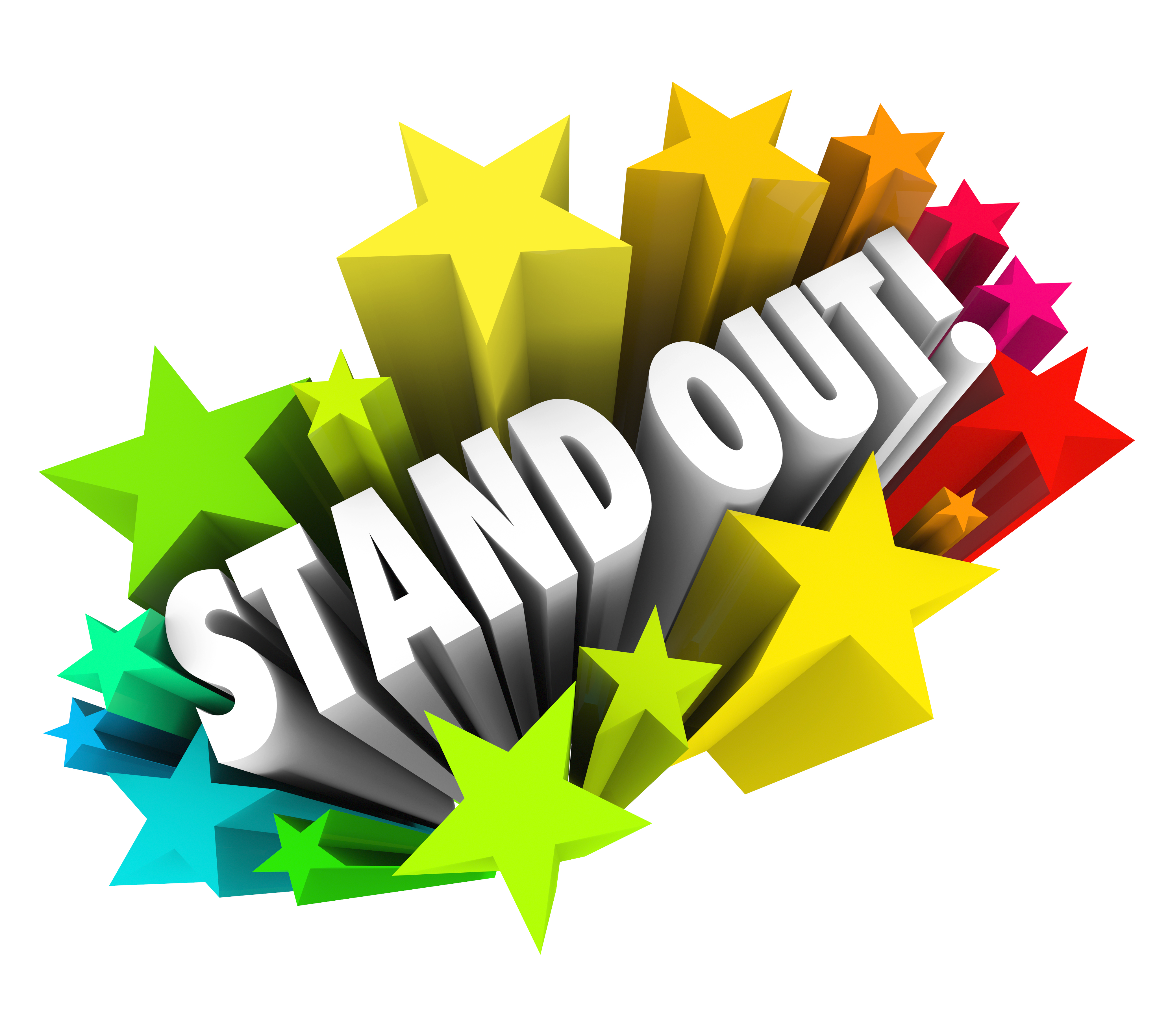 Stand Out 3d words in a starburst or colorful fireworks - represents that An essential Property Development Tip for seeling your property once ready is to make it stand out from the others