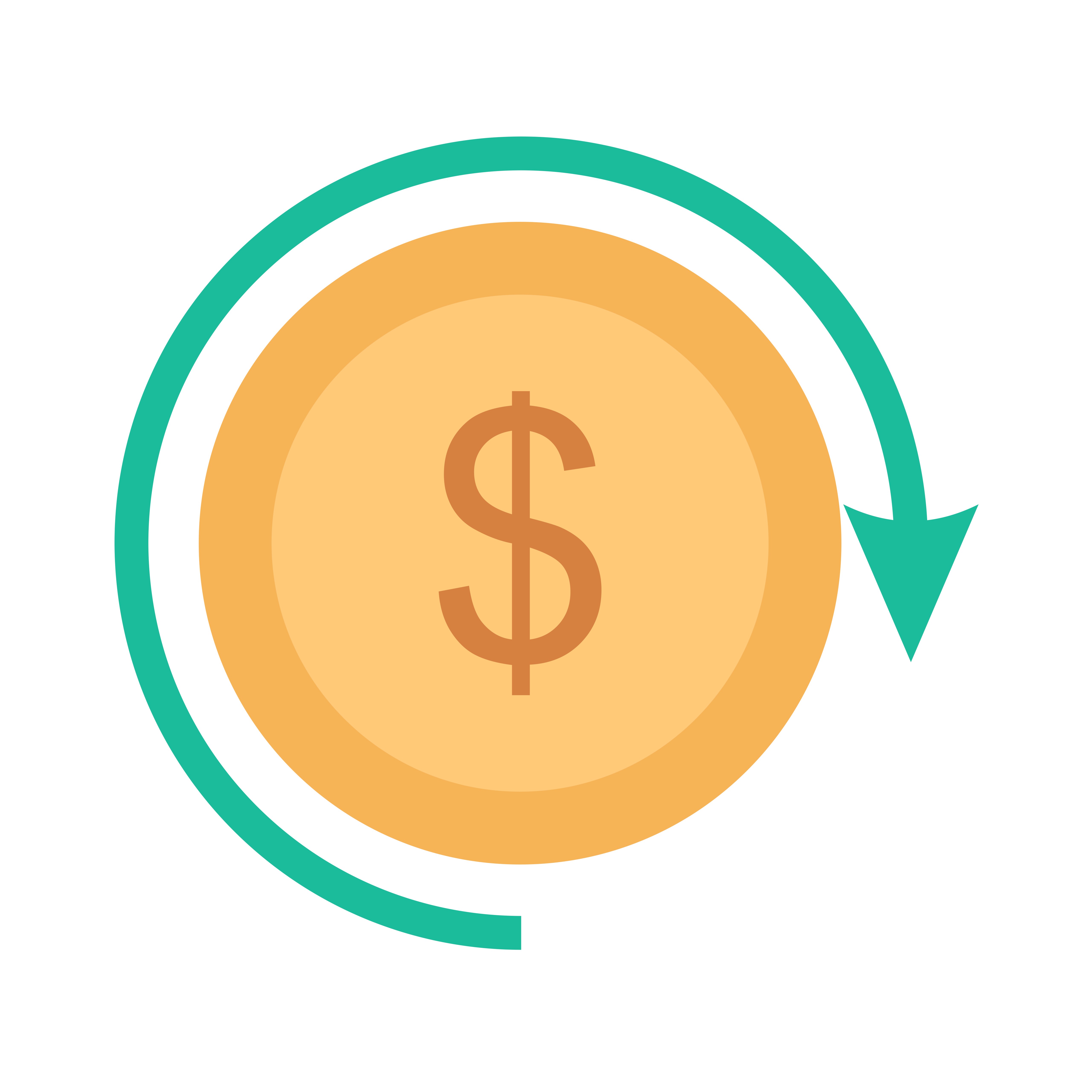 Drawing of a yellow coin with an arrow going full circle around it - shows that you need to Consider the ROI to choose the Right Property Investing Strategy For you